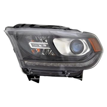 Headlight Assembly Composite Left Halogen w/DRL Black Trim CAPA for Dodge Durango 2016-2020