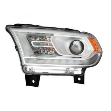 Headlight Assembly Composite Left Halogen w/DRL Chrome Trim for Dodge Durango 2016-2020
