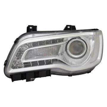 Headlight Assembly Composite Left Halogen Projector Type Chrome Bezel for Chrysler 300 2018-2023