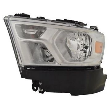 Headlight Assembly Composite Left Halogen Chrome Trim for Ram 1500 2019-2024