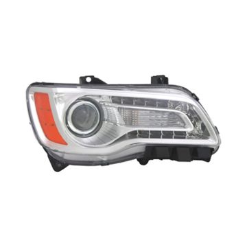 Headlight Assembly Composite Right Halogen Chrome Bezel CAPA for Chrysler 300 Sedan 2011-2014