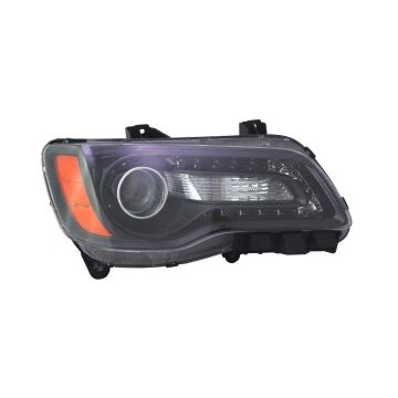 Headlight Assembly Composite Right Halogen Black Bezel for Chrysler 300 2012-2014