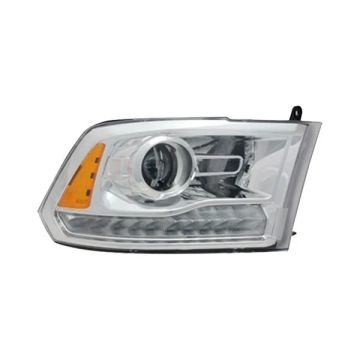 Headlight Assembly Composite Right To 12-14-14 Halogen Projector Type Chrome Bezel for Ram 1500 2500 3500