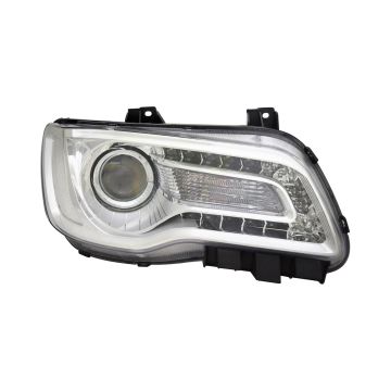 Headlight Assembly Composite Right Halogen Projector Type Chrome Bezel for Chrysler 300 2018-2023