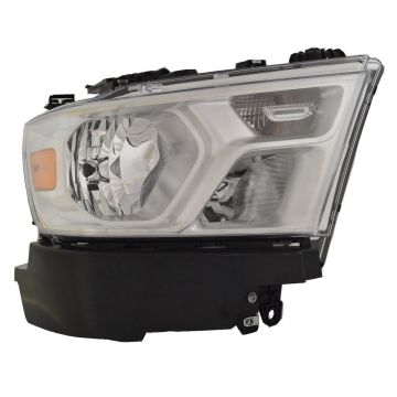 Headlight Assembly Composite Right Halogen Chrome Trim for Ram 1500 2019-2024