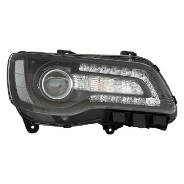 Headlight Assembly Composite Right Halogen Projector Type Black Bezel for Chrysler 300 2018-2023