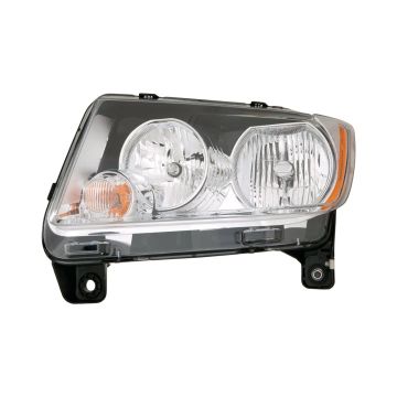 Headlight Lens Housing Left Halogen w/o Leveling CAPA for Jeep Compass 2011-2013
