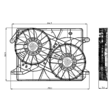 Engine Cooling Fan Assembly Standard Duty Motor/Blade/Shroud Dual Fan Assembly for Chrysler 300 Dodge Magnum