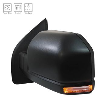 Door Mirror Assembly Left Standard Type Heated w/o Blind Spot Detection w/o Spot Lamp w/o Dimmer Black for Ford F-150 2018-2020