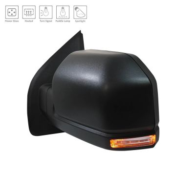 Door Mirror Left w/o Side View Camera w/Signal Lamp Standard Type Heated From 2-26-18 w/Spot Lamp w/o Dimmer Black for Ford F-150 Raptor 2017-2020