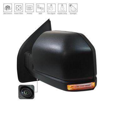 Door Mirror Assembly Left w/Side View Camera From 2-26-18 Black for Ford F-150 Raptor 2018-2020