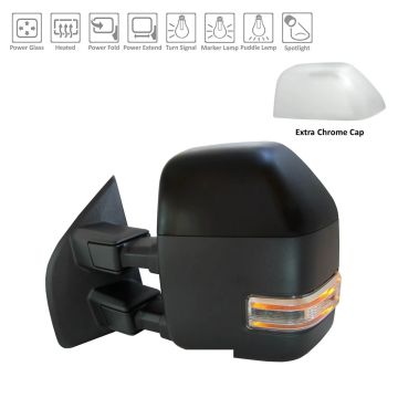 Door Mirror Assembly Left Power Power-Telescoping w/o BLIS w/o S/V Camera Black for Ford F-250 Super Duty F-350 Super Duty F-450 Super Duty F-550 Super Duty