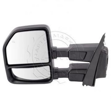 Door Mirror Left Manual Telescoping w/Signal Lamps From 2-26-18 w/Cover Black for Ford F-150 2018-2020