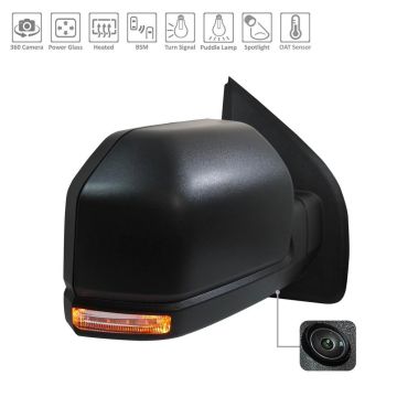 Door Mirror Assembly Right w/Side View Camera From 2-26-18 Black for Ford F-150 Raptor 2018-2020