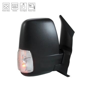 Door Mirror Assembly Right Power Heated Short Arm Medium/High Roof w/Cover Textured for Ford Transit-150 Transit-250 Transit-350 Transit-350 HD