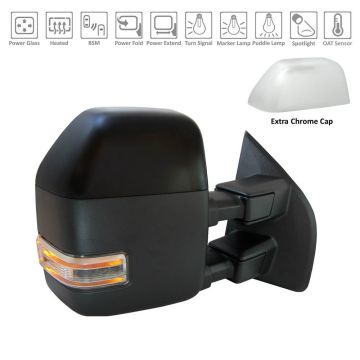 Door Mirror Assembly Right Power Power-Telescoping w/BLIS w/o S/V Camera Black for Ford F-250 Super Duty F-350 Super Duty F-450 Super Duty
