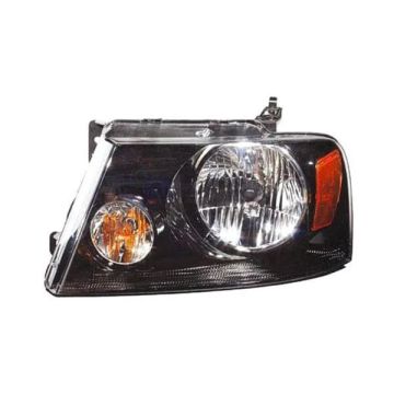 Headlight Assembly Composite Left (New Style) w/o Chrome Trim w/Black Housing CAPA for Ford F-150 2006-2008