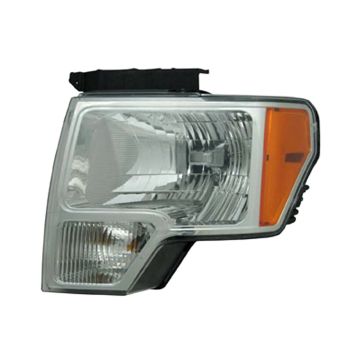 Headlight Assembly Composite Left Chrome Trim CAPA for Ford F-150 FX4 Platinum STX XL XLT King Ranch Lariat Harley-Davidson Edition Lariat Limited 2009-2014