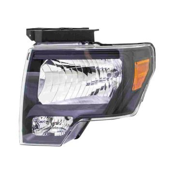 Headlight Assembly Composite Left Black Trim CAPA for Ford F-150 SVT Raptor 2010-2014