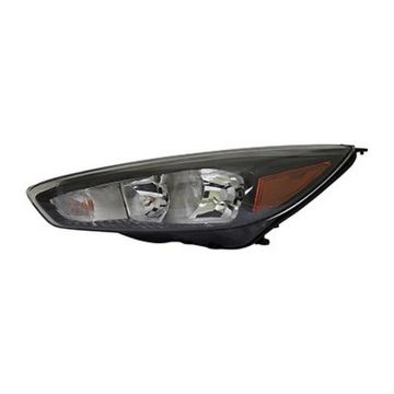 Headlight Assembly Composite Left Halogen w/o Signature Lighting Black Bezel Bulb DRL for Ford Focus 2015-2018