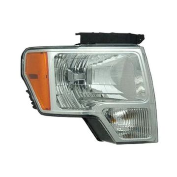 Headlight Assembly Composite Right Chrome Trim for Ford F-150 FX4 Platinum STX XL XLT King Ranch Lariat Harley-Davidson Edition Lariat Limited 2009-2014