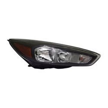 Headlight Assembly Composite Right Halogen Black Bezel w/Signature Lighting LED DRL for Ford Focus 2015-2018