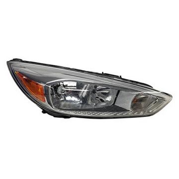 Headlight Assembly Composite Right Halogen Aluminum Bezel w/o Signature Lighting Bulb DRL CAPA for Ford Focus 2015-2018