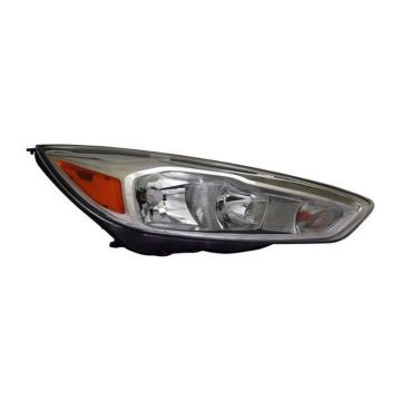 Headlight Assembly Composite Right Halogen Aluminum Bezel w/Signature Lighting LED DRL CAPA for Ford Focus 2015-2018