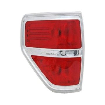 Tail Light Housing Left Chrome Accent Includes Lens for Ford F-150 FX4 Platinum STX Flotillera XL XLT King Ranch Lariat SVT Raptor Harley-Davidson Edition Lariat Limited Limited Tremor 2009-2014