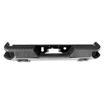 Bumper Assembly Rear Dual Exhaust w/o Blind Spot Module Chrome for Chevrolet Silverado 1500 Silverado 1500 LTD GMC Sierra 1500 Sierra 1500 Limited
