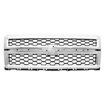 Grille Assembly w/o Rally Pkg Black Mesh/Chrome Surround for Chevrolet Silverado 1500 LT WT LTZ LS High Country 2014-2018