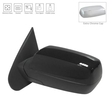 Door Mirror Assembly Left Standard Type Power Heated w/o Dimming w/Chrome & PTM Covers for Chevrolet Silverado 1500 Silverado 1500 LD Silverado 2500 HD Silverado 3500 HD GMC Sierra 1500 Sierra 1500 Limited Sierra 2500 HD Sierra 3500 HD
