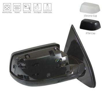 Door Mirror Assembly Right Power-Folding w/o BLIS w/PTM & Chrome Covers for Chevrolet Suburban Tahoe GMC Yukon Yukon XL