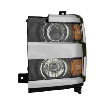 Headlight Assembly Composite Left Black Bezel Chrome Trim CAPA for Chevrolet Silverado 2500 HD Silverado 3500 HD