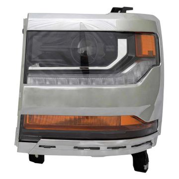 Headlight Assembly Composite Left HID Chrome Bezel CAPA for Chevrolet Silverado 1500 Silverado 1500 LD