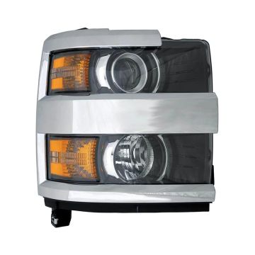 Headlight Assembly Composite Right Black Bezel Chrome Trim CAPA for Chevrolet Silverado 2500 HD Silverado 3500 HD