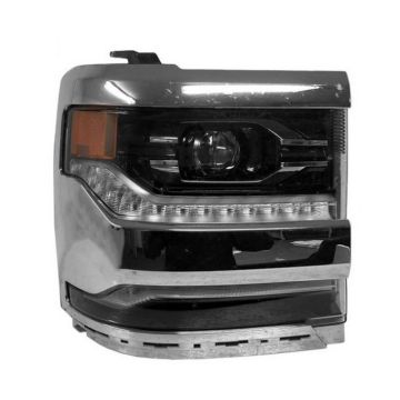 Headlight Assembly Composite Right LED Chrome Bezel for Chevrolet Silverado 1500 2016-2018