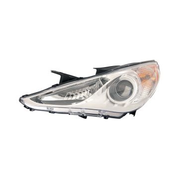 Headlight Assembly Composite Left Halogen Type 1 White Bezel CAPA for Hyundai Sonata GLS 2011-2014