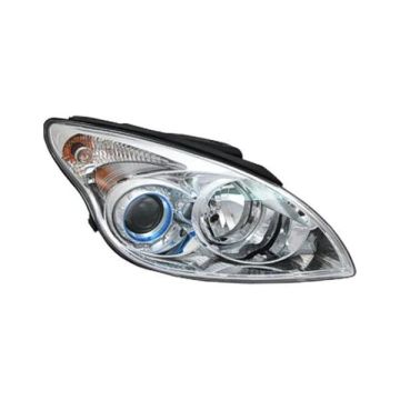 Headlight Assembly Composite Right To 7-1-09 w/Chrome Ring Cornering Lamp Bezel for Hyundai Elantra Hatchback 2009