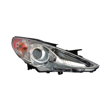 Headlight Assembly Composite Right Halogen Type 2 Chrome Bezel CAPA for Hyundai Sonata Limited SE 2011-2014