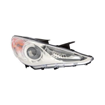 Headlight Assembly Composite Right Halogen Type 1 White Bezel for Hyundai Sonata GLS 2011-2014