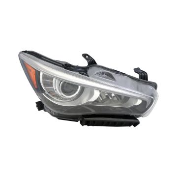 Headlight Assembly Composite Right w/o Adaptive Headlamps CAPA for INFINITI Q50 2014-2017