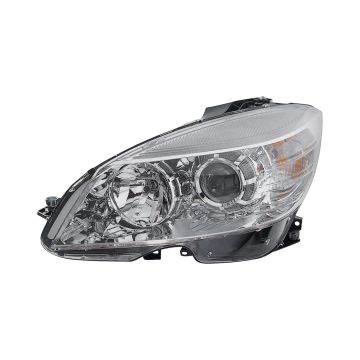 Headlight Assembly Composite Left W204 Halogen From 2-9-07 Chrome Bezel for Mercedes-Benz C230 C250 C300 C350 C63 AMG