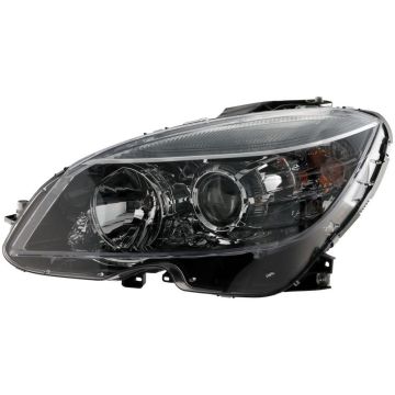 Headlight Assembly Composite Left W204 Halogen From 2-9-07 Black Bezel for Mercedes-Benz C230 C250 C300 C350 C63 AMG