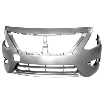 Bumper Cover Front w/o Chrome Insert Primed CAPA for Nissan Versa Sedan 2015-2018