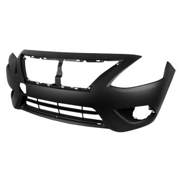 Bumper Cover Front w/Chrome Insert Primed for Nissan Versa Sedan 2015-2018