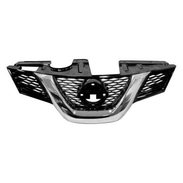 Grille Assembly w/Premium Pkg w/Camera Hole Black/Chrome for Nissan Rogue SL SV 2014-2016