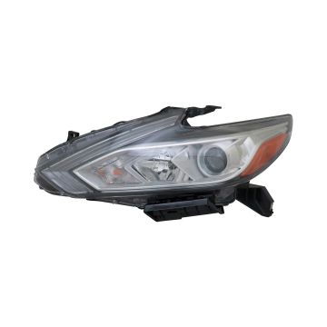 Headlight Assembly Composite Left Halogen w/o LED DRL Chrome Bezel for Nissan Altima Sedan 2016-2018
