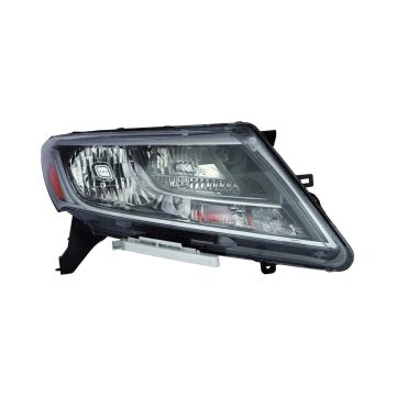 Headlight Assembly Composite Right Halogen Black Bezel Chrome Trim for Nissan Pathfinder 2013-2016