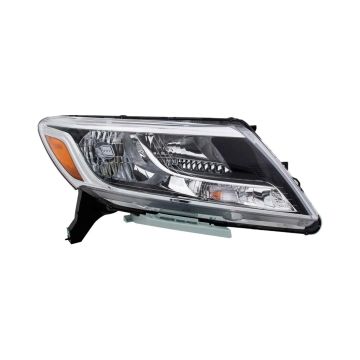 Headlight Assembly Composite Right Halogen Black Bezel Chrome Trim CAPA for Nissan Pathfinder 2013-2016